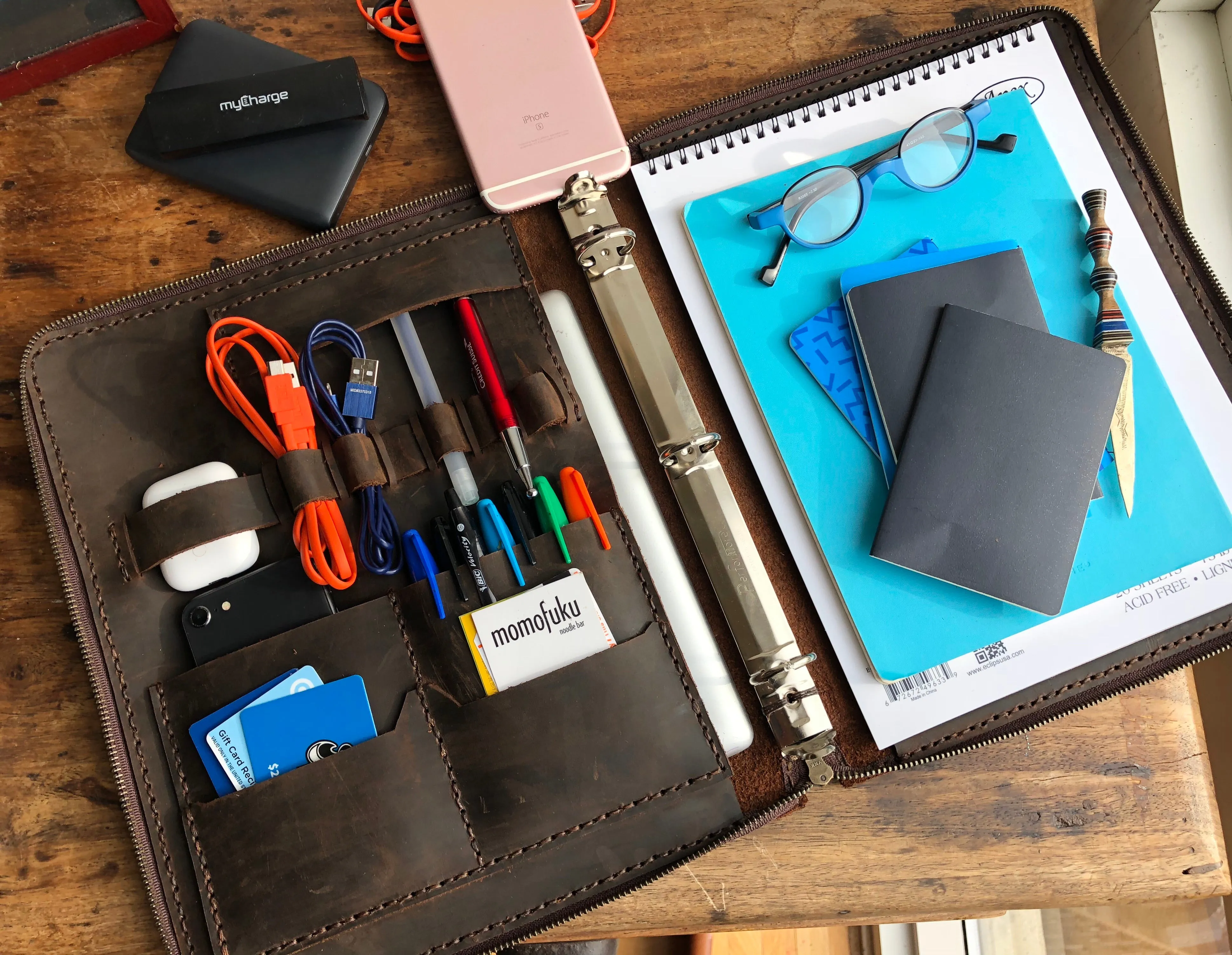 Zipper Portfolio / Leather Padfolio / Binder portfolio with zipper / Handmade leather binder