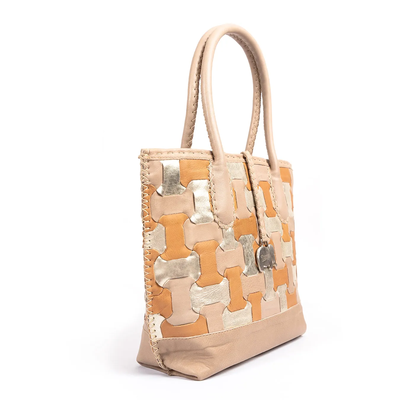 Zukisa : Ladies Leather Shopper Handbag in Gravel & Tan Vintage & Bark Domus